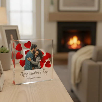 Acrylic Photo Block - Valentine Hearts
