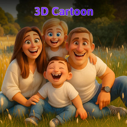 Family in 3d cartoon style generated by ai