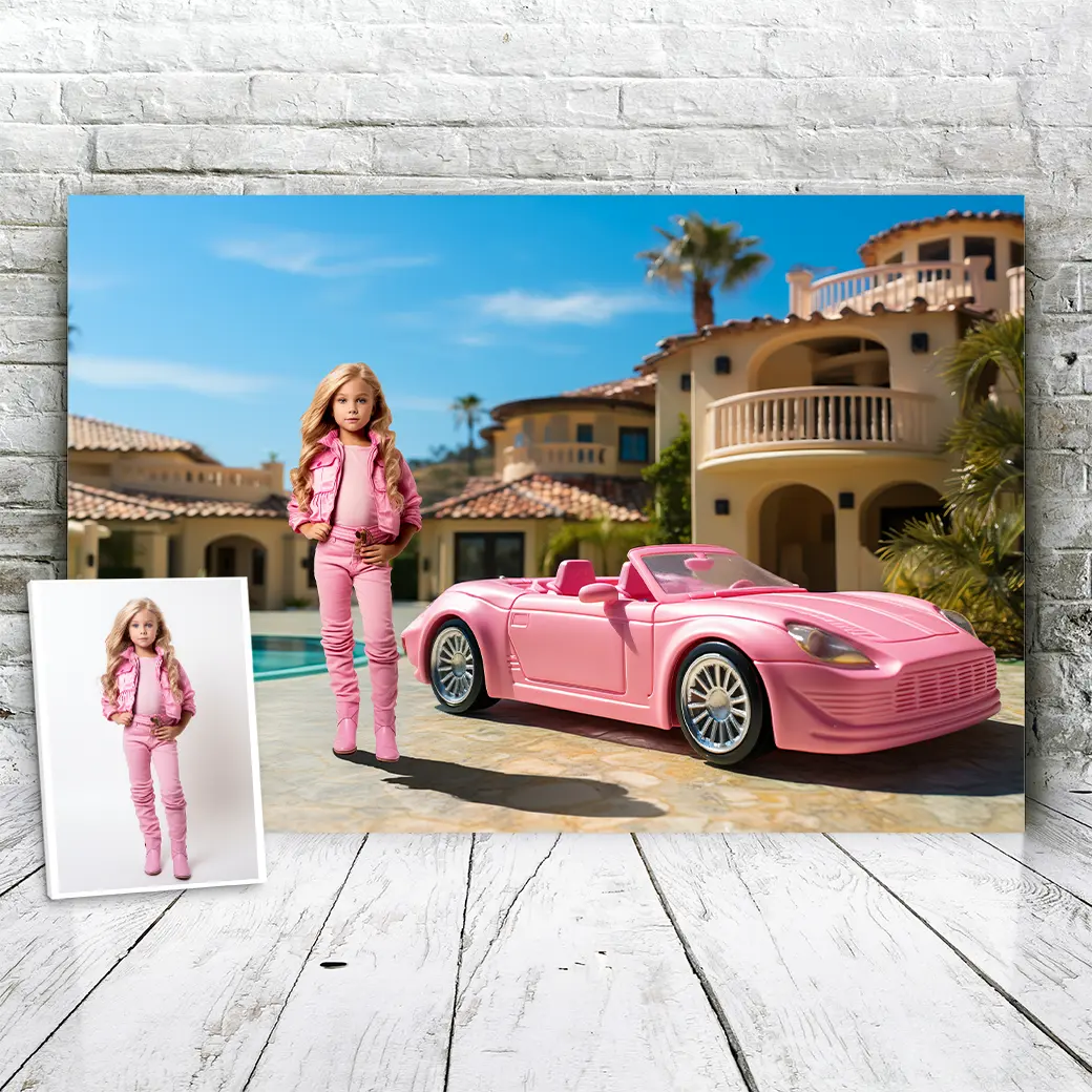Pink Doll Car Barbie Portrait Example