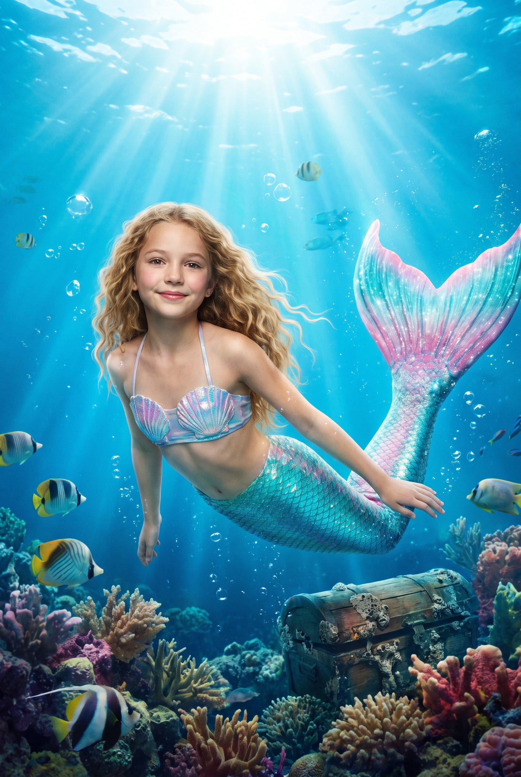 Personalized mermaid artwork shown on canvas