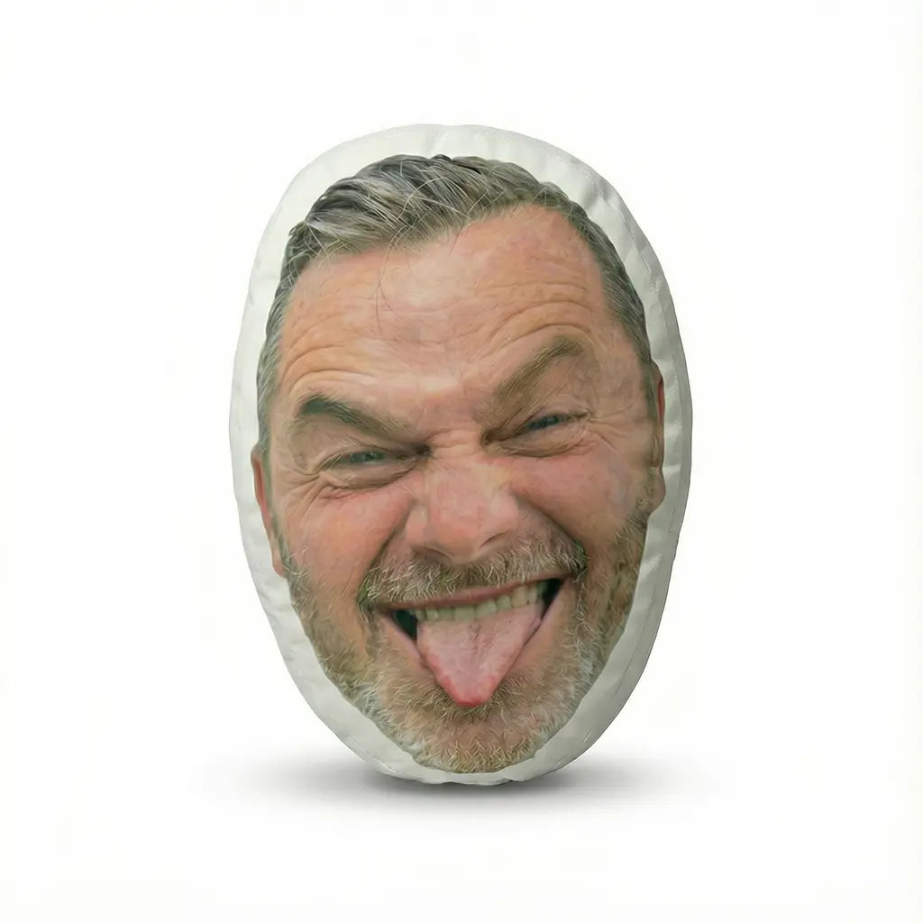 customs haped face pillow of a man