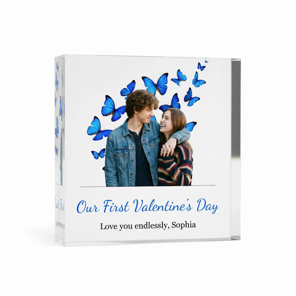 Acrylic Photo Block - Valentine Hearts