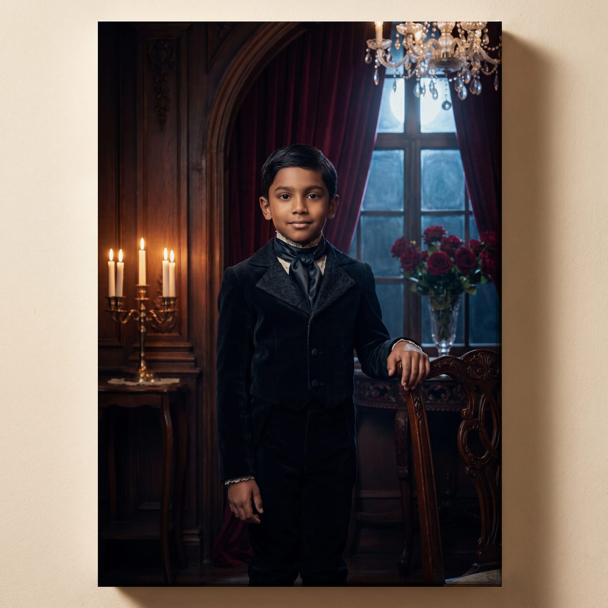 Personalized gothic glamour portrait shown on canvas