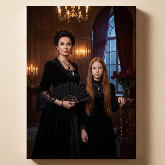 Personalized gothic glamour portrait shown on canvas