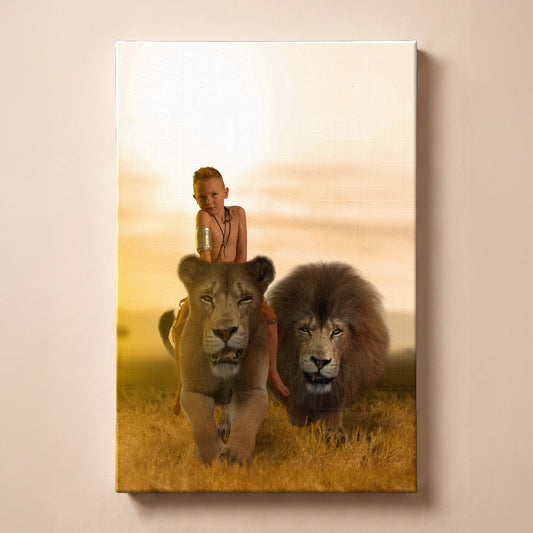 Personalized Lions Couple portrait canvas