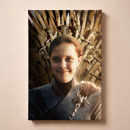Personalized fantasy throne portrait canvas