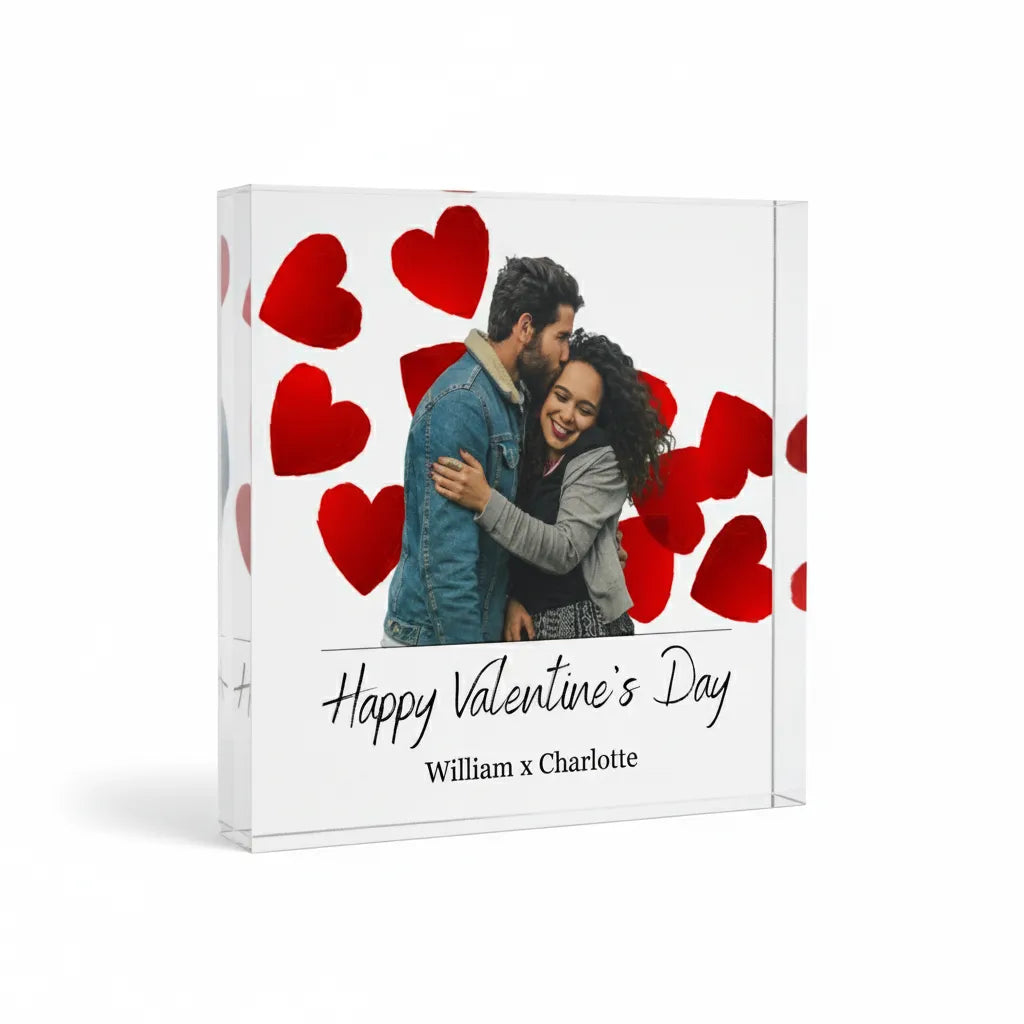 Acrylic Photo Block - Valentine Hearts