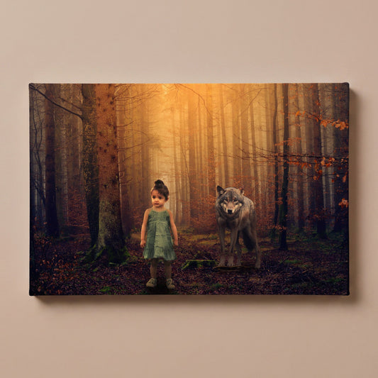 Personalized Wolf in the Forest portrait canvas