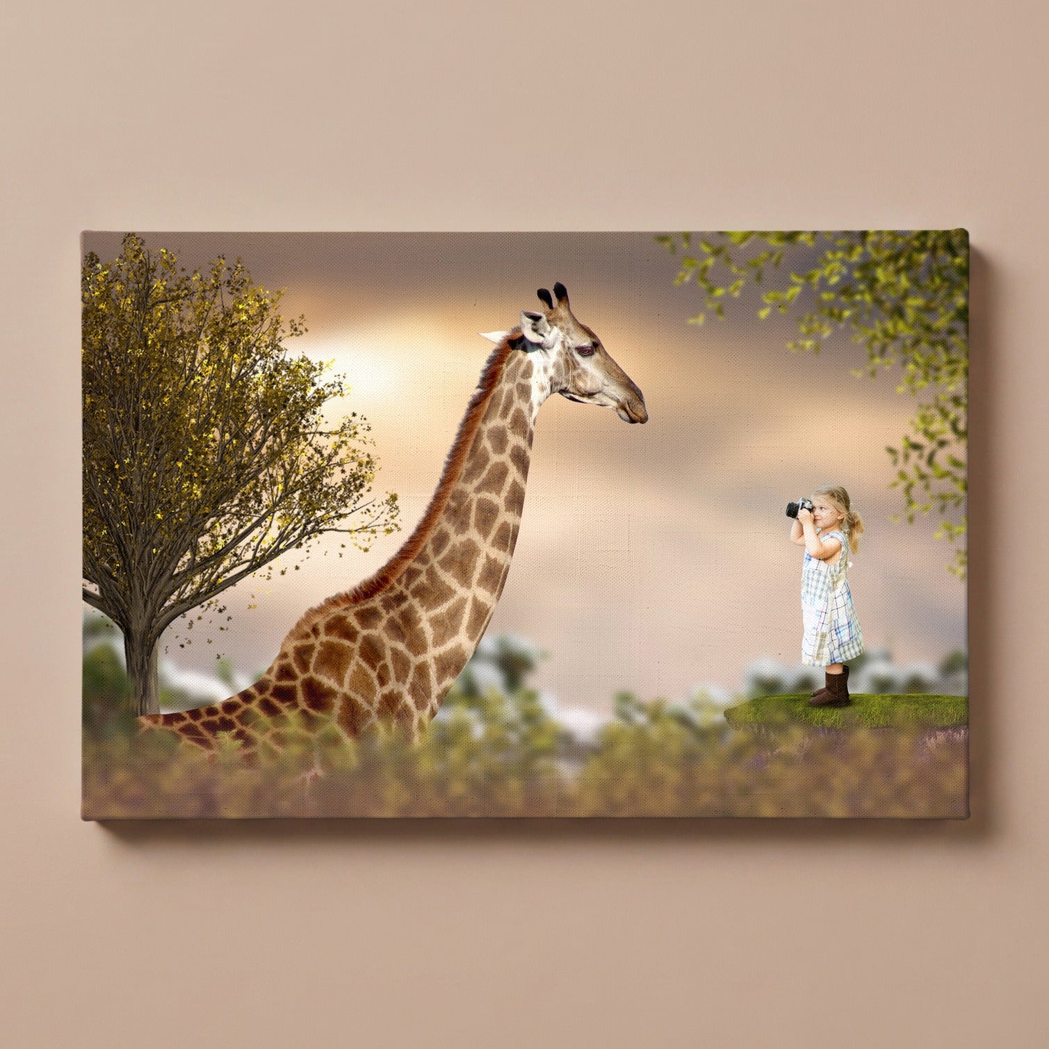 Personalized Sweet Giraffe portrait canvas