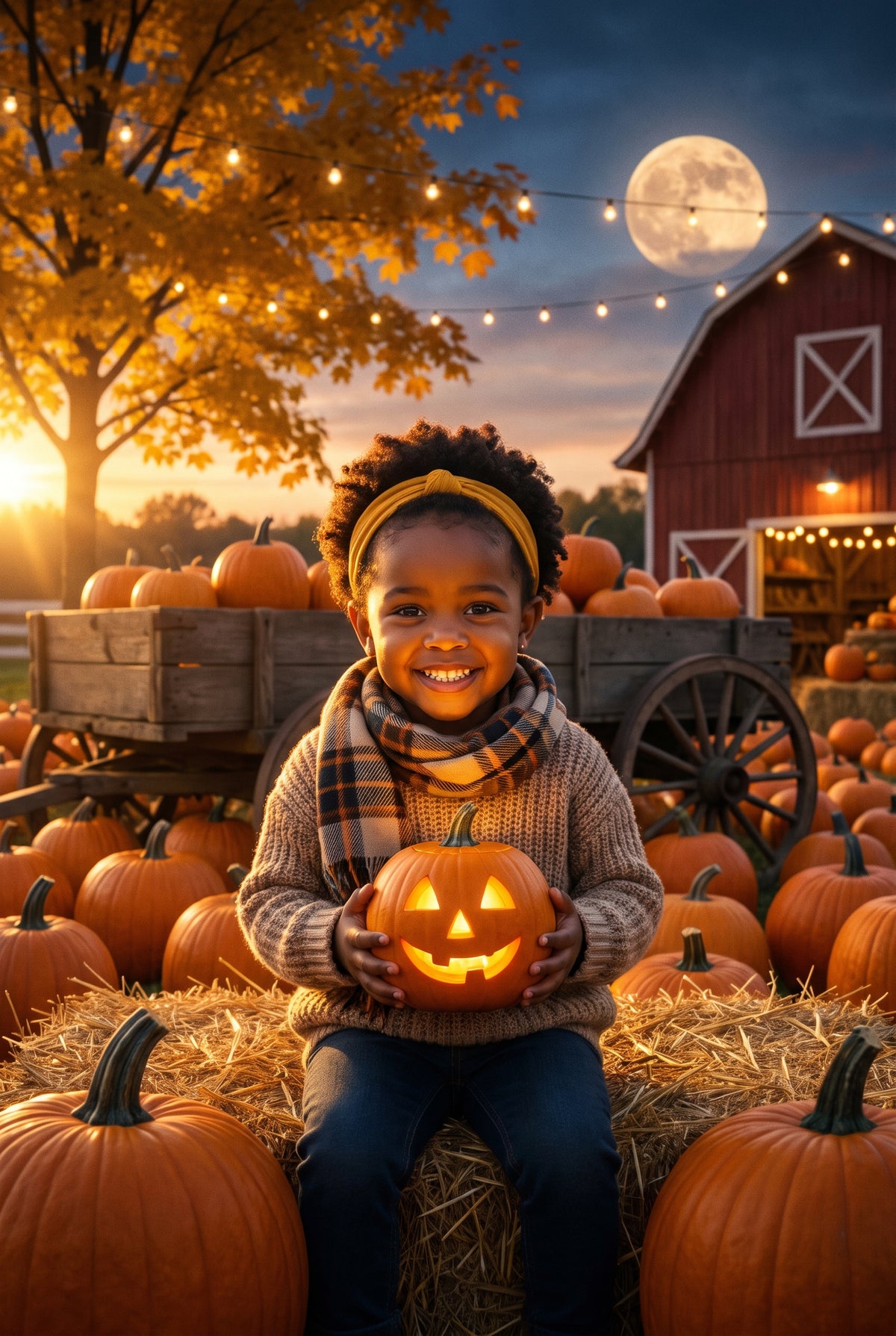 Personalized pumpkin patch autumn artwork shown on canvas