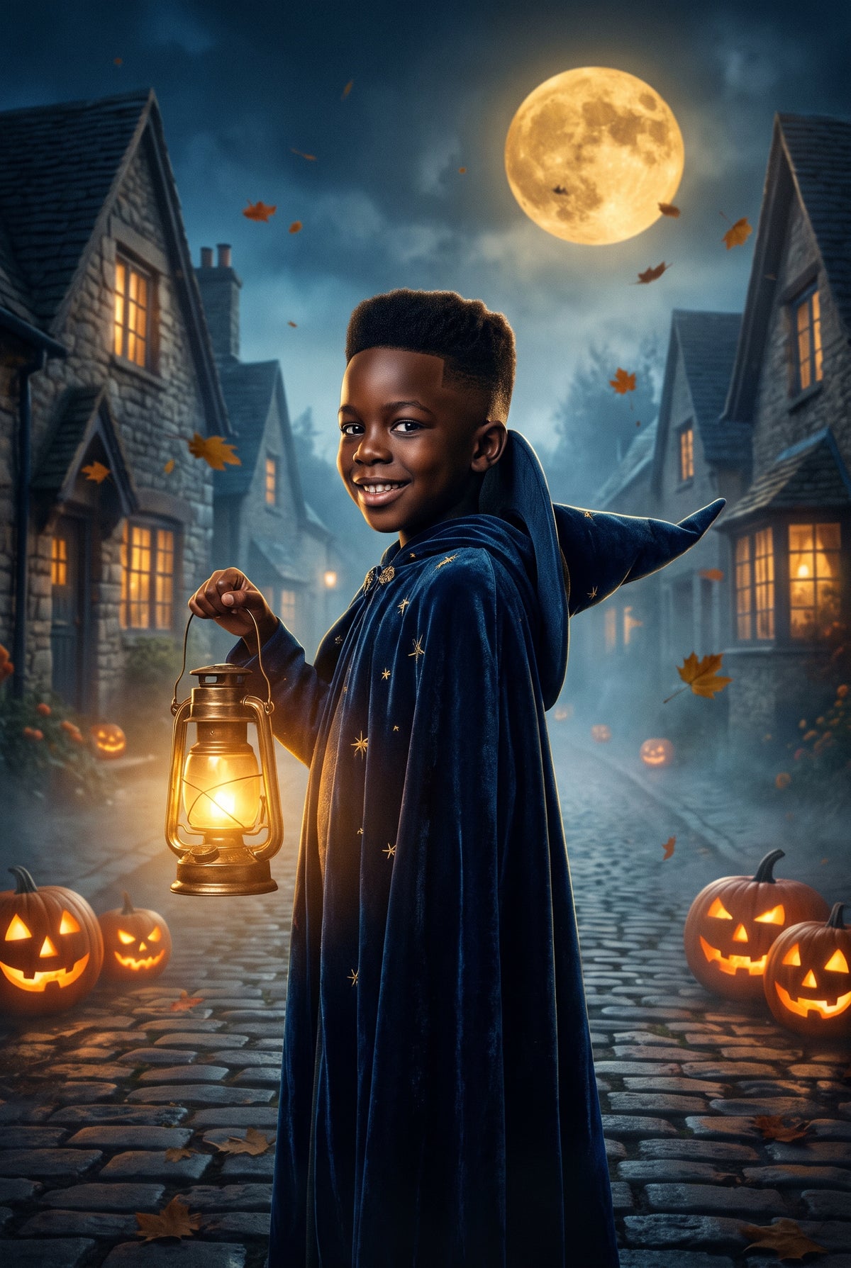 Personalized witch and wizard Halloween artwork shown on canvas
