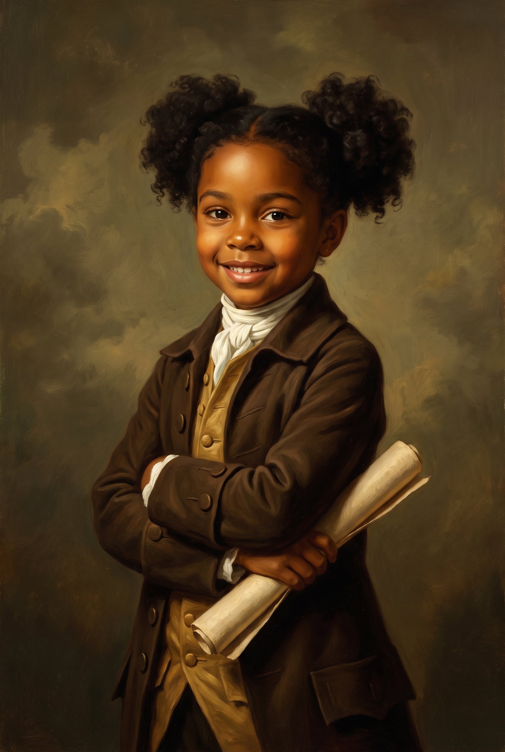 Personalized classical schoolmaster painting shown on canvas
