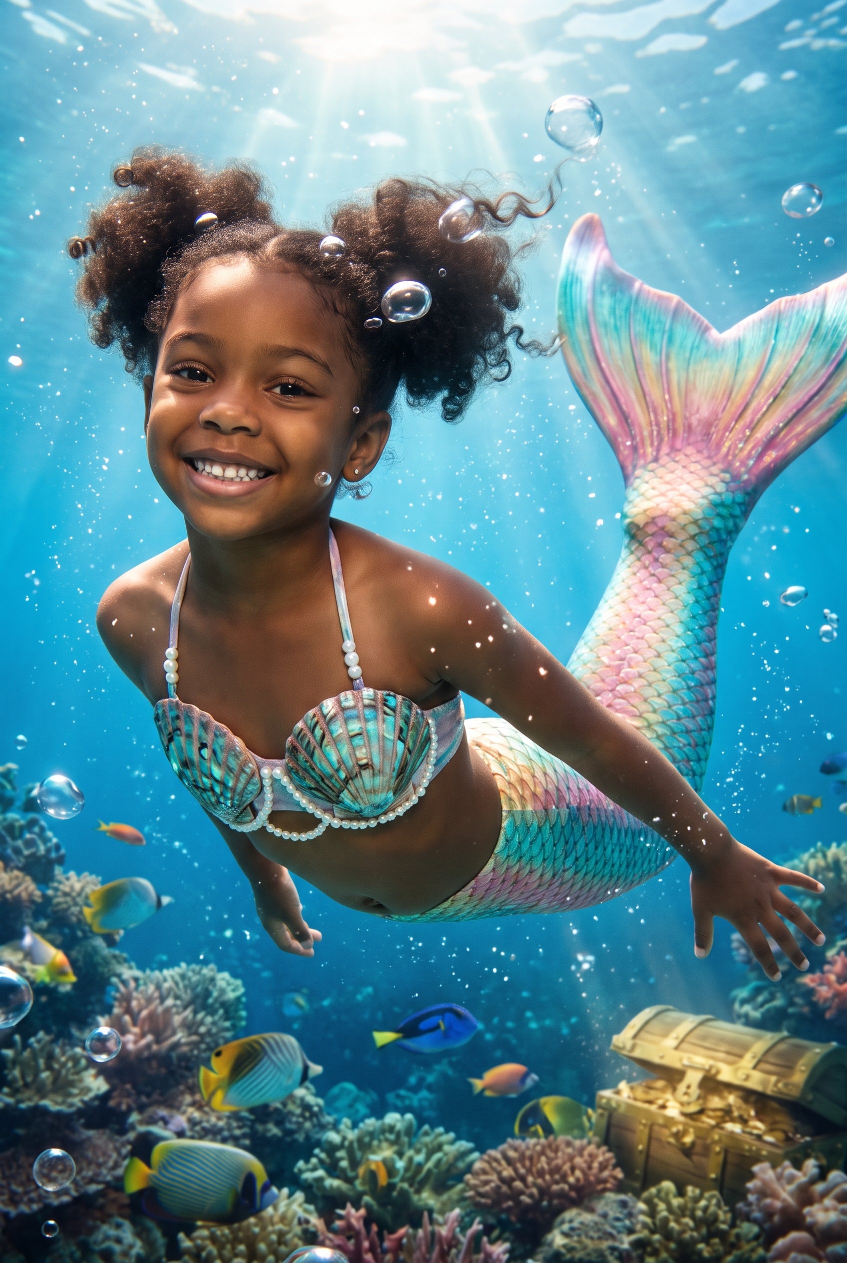 Personalized mermaid artwork shown on canvas