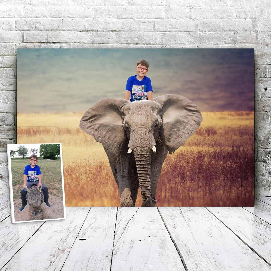 On the Elephant - Custom Portrait - Fabulous Portrait