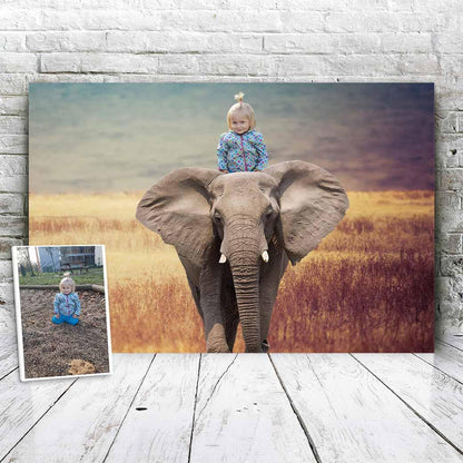 On the Elephant - Custom Portrait - Fabulous Portrait