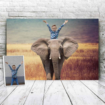 On the Elephant - Custom Portrait - Fabulous Portrait