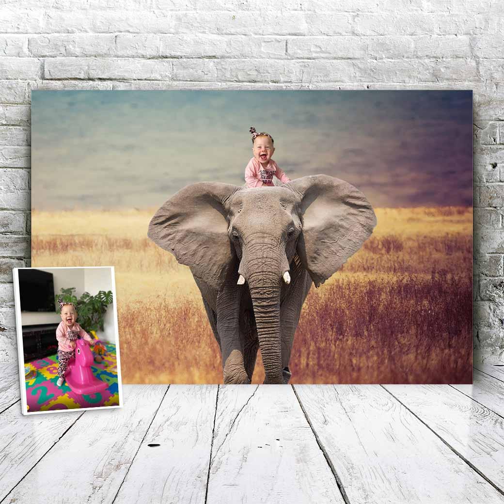 On the Elephant - Custom Portrait - Fabulous Portrait