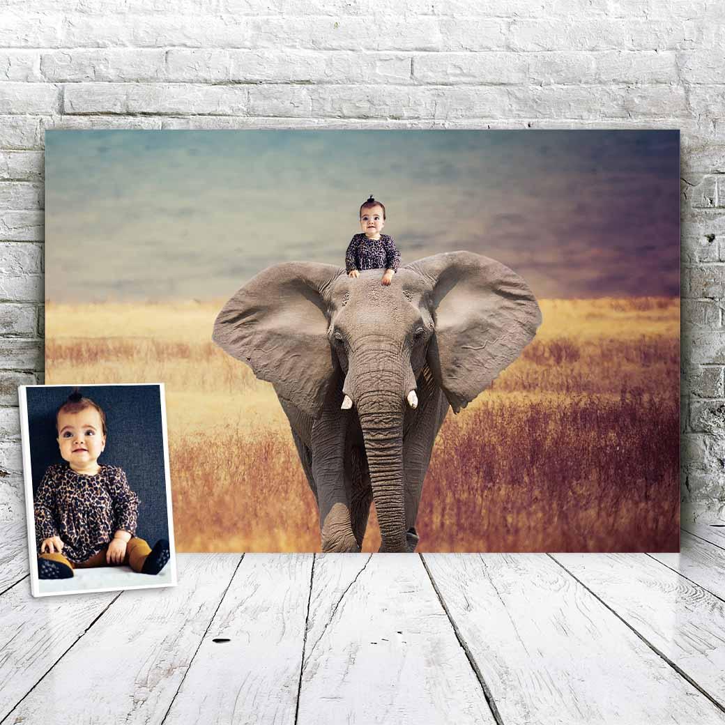 On the Elephant - Custom Portrait - Fabulous Portrait